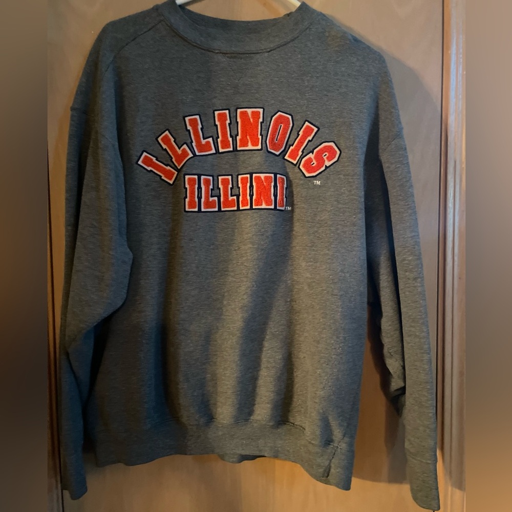 Gray Illinois Crewneck Sweater